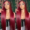 Hair Wigs | 36 Inch Burgundy 13X4 Hd Lace Frontal Human Hair Wig On Sale Bone Straight Lace Front 99J Colored Human Hair Wigs For Women Hair Wigs Black Color