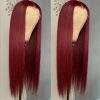 Hair Wigs | 36 Inch Burgundy 13X4 Hd Lace Frontal Human Hair Wig On Sale Bone Straight Lace Front 99J Colored Human Hair Wigs For Women Hair Wigs Black Color