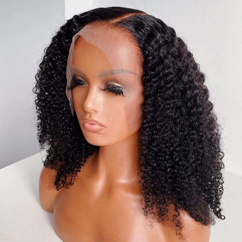 Hair Wigs | 360 Lace Frontal Wig Natural Black Color Kinky Curly Short Bob Simulaiton Human Hair Wigs For Women Synthetic Hair Wigs 613 Blonde Color