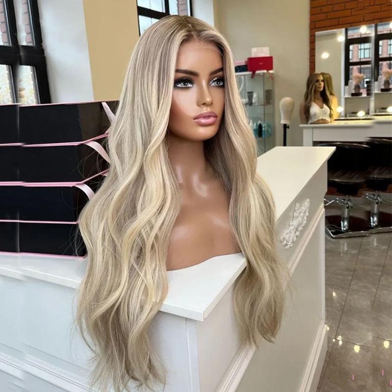 Hair Wigs | 360 Lace Highlights Blonde Human Hair Wigs 613 Lace Frontal Wig For Women Natural Wavy Hd Transparent Lace Glueless Wig Preplucked Hair Wigs 613 Blonde Color