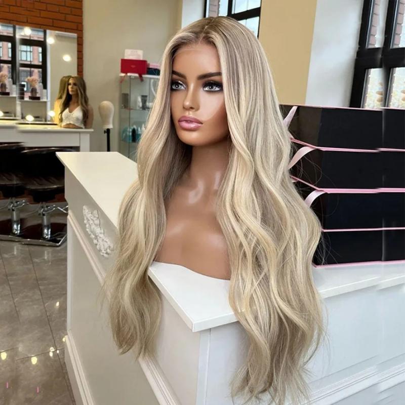 Hair Wigs | 360 Lace Highlights Blonde Human Hair Wigs 613 Lace Frontal Wig For Women Natural Wavy Hd Transparent Lace Glueless Wig Preplucked Hair Wigs 613 Blonde Color