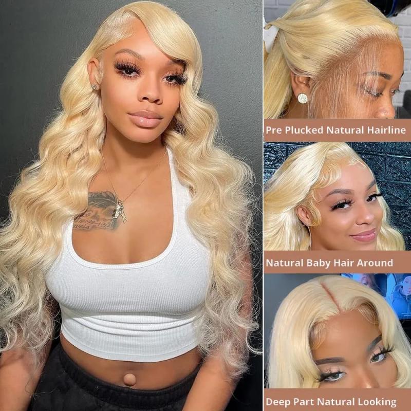 Hair Wigs | 40 Inch 613 Honey Blonde Lace Front Human Hair Wigs Brazilian Body Wave Colored Hd Lace Frontal Wig For Women Synthetic Heat Resistant Hair Wigs 613 Color