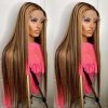 Hair Wigs | 40 Inch Black Bone Straight Transparent 13X4 Lace Frontal Simulation Human Hair Wigs 250 Density Brazilian Remy 13X4 Lace Front Wig For Women Hair Wigs Ash Blonde Color