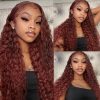 Hair Wigs | 40 Inch Brazilian Glueless Reddish Brown Deep Wave Frontal Wig 250 Density Copper Red Curly Simulation Human Hair Wig 13X4 Hd Lace Frontal Wig Hair Wigs #27 Color