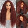 Hair Wigs | 40 Inch Brazilian Glueless Reddish Brown Deep Wave Frontal Wig 250 Density Copper Red Curly Simulation Human Hair Wig 13X4 Hd Lace Frontal Wig Hair Wigs #27 Color