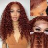 Hair Wigs | 40 Inch Brazilian Glueless Reddish Brown Deep Wave Frontal Wig 250 Density Copper Red Curly Simulation Human Hair Wig 13X4 Hd Lace Frontal Wig Hair Wigs #27 Color