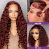 Hair Wigs | 40 Inch Brazilian Glueless Reddish Brown Deep Wave Frontal Wig 250 Density Copper Red Curly Simulation Human Hair Wig 13X4 Hd Lace Frontal Wig Hair Wigs #27 Color