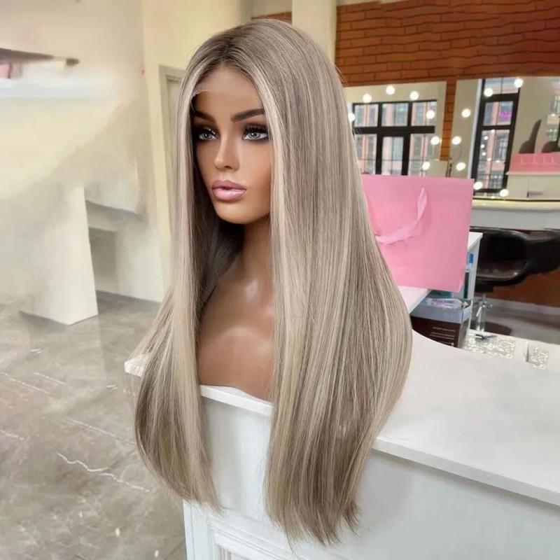 Hair Wigs | 40 Inch Brown Highlight Wig Human Hair 360 Lace Frontal Wig Remy Hd Ash Blonde Straight Synthetic Lace Front Wigs For Women Cosplay Hair Wigs 613 Blonde Color