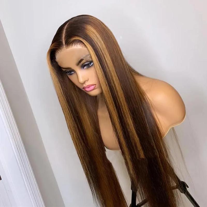 Hair Wigs | 40 Inch Colored Brazilian Highlight Lace Front Wigs Straight Simulation Human Hair Wigs Ombre Honey Blonde Lace Frontal Wig For Black Women Hair Wigs Ash Blonde Color