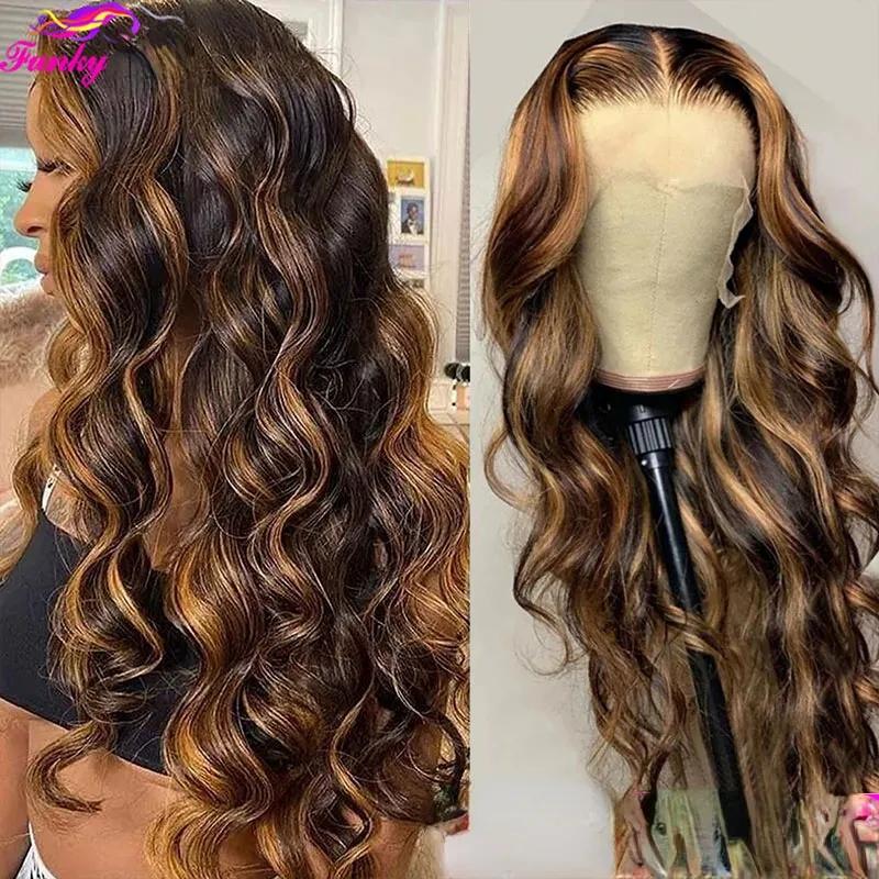 Hair Wigs | 4/27 Highlight Blonde Body Wave Wig Human Hair Lace Wigs Brazilian Wavy Transparent Lace Frontal Wig Black /Red /White Wig Preplucked For Women Hair Wigs 613 Blonde Color