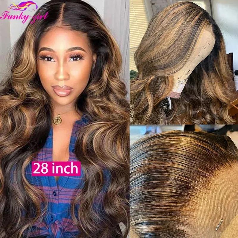 Hair Wigs | 4/27 Highlight Blonde Body Wave Wig Human Hair Lace Wigs Brazilian Wavy Transparent Lace Frontal Wig Black /Red /White Wig Preplucked For Women Hair Wigs 613 Blonde Color