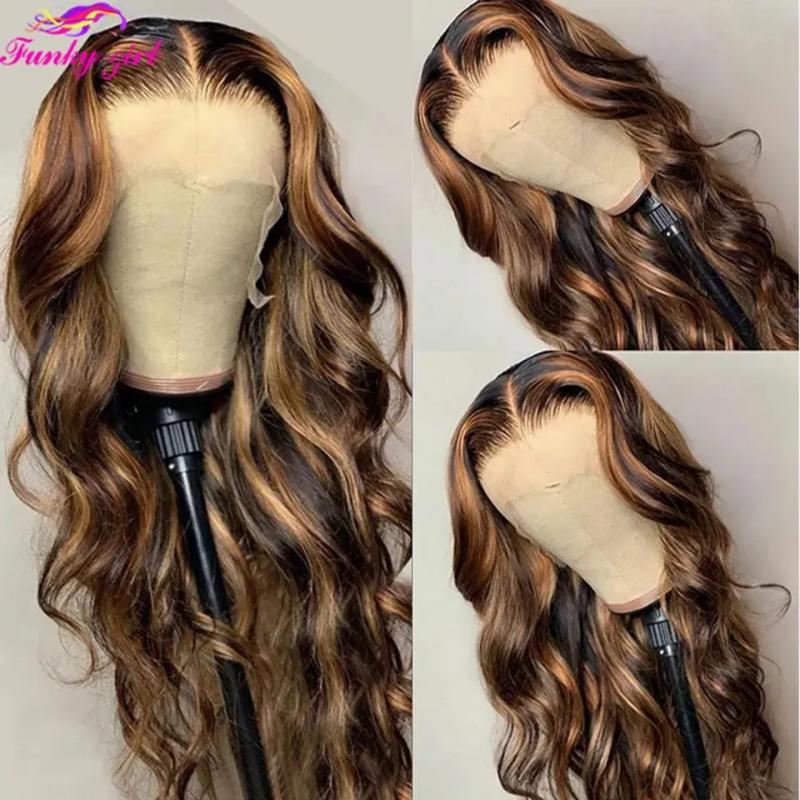 Hair Wigs | 4/27 Highlight Blonde Body Wave Wig Human Hair Lace Wigs Brazilian Wavy Transparent Lace Frontal Wig Black /Red /White Wig Preplucked For Women Hair Wigs 613 Blonde Color