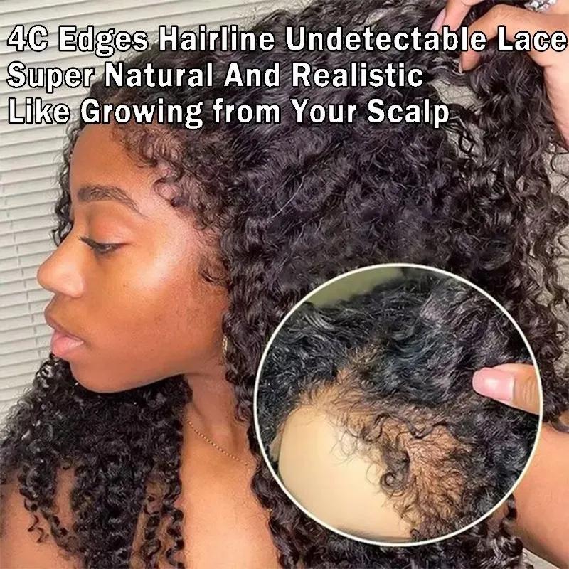 Hair Wigs | 4C Edges Baby Natural Hairline Glueless Preplucked 30 Inch Kinky Curly Lace Front Human Hair Wig 13X4 13X6 Hd Lace Frontal Wig Hair Wigs Hair Wigs