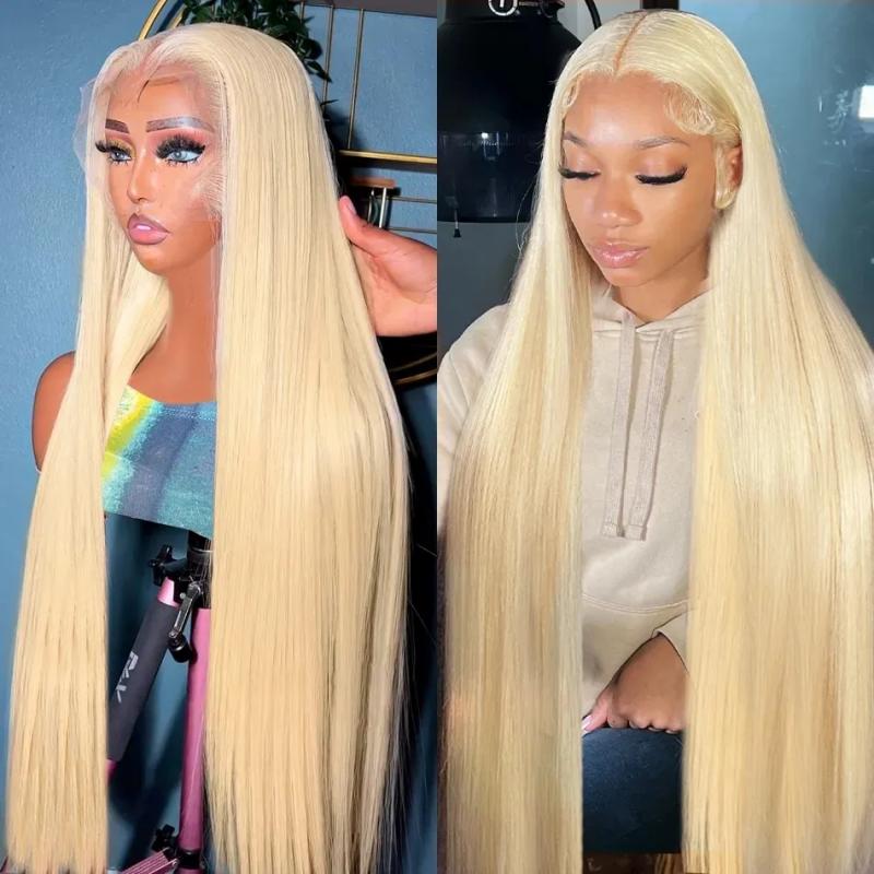 Hair Wigs | 613 Honey Blonde Lace Front Human Hair Wig Brazilian Colored 40 Inch 13X4 Hd Transparent Straight Lace Frontal Wigs For Women Glueless Synthetic Wig Hair Wigs 613 Color