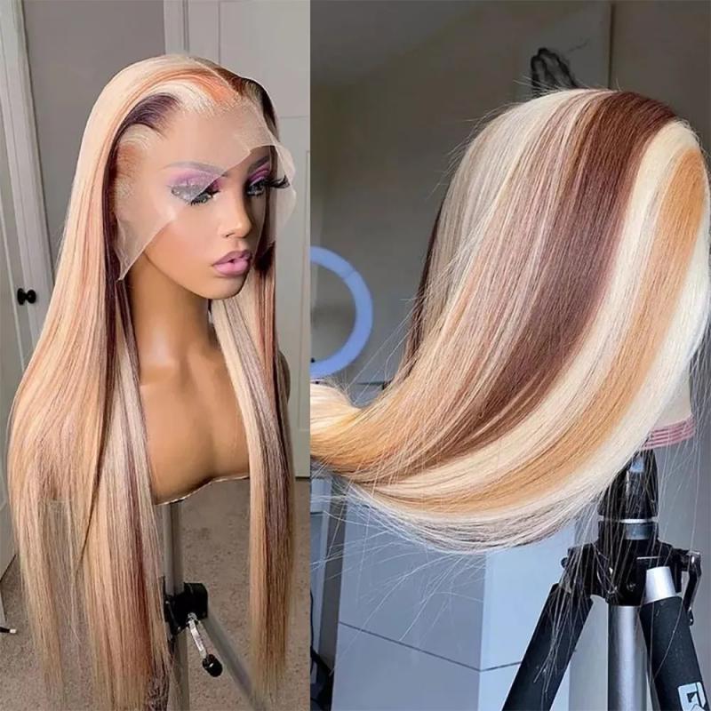 Hair Wigs | Ash Blonde Highlights Lace Wigs Transparent Full Lace Front Wig Human Hair For Women Bone Straight Natural Real Lace Frontal Wig Qearl Hair Wigs 613 Blonde Color