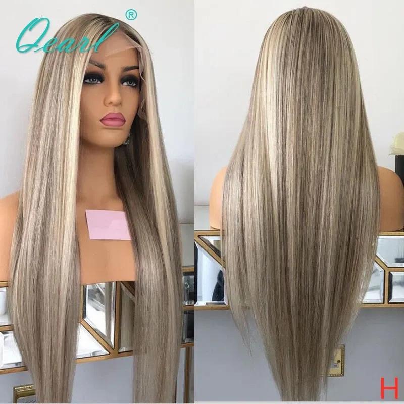 Hair Wigs | Ash Blonde Highlights Lace Wigs Transparent Full Lace Front Wig Human Hair For Women Bone Straight Natural Real Lace Frontal Wig Qearl Hair Wigs 613 Blonde Color