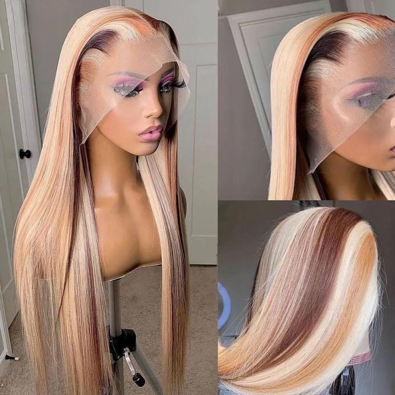 Hair Wigs | Ash Blonde Highlights Lace Wigs Transparent Full Lace Front Wig Human Hair For Women Bone Straight Natural Real Lace Frontal Wig Qearl Hair Wigs 613 Blonde Color