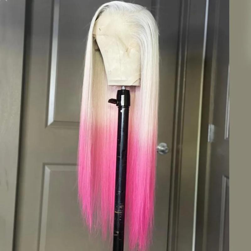 Hair Wigs | Blonde Straight 13X4 Lace Frontal Wig Ombre Rosa Pink Lace Front Human Hair Wigs Pre Plucked 180 Density Ombre Lace Wig Hair Wigs 613 Blonde Color