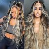 Hair Wigs | Braziliain Body Wave Ombre Blonde Lace Front Wig Transparent Lace Frontal Wig Lace Closure Simulation Human Hair Wigs For Women Cosplay Preplucked Hair Wigs 613 Blonde Color