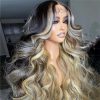 Hair Wigs | Braziliain Body Wave Ombre Blonde Lace Front Wig Transparent Lace Frontal Wig Lace Closure Simulation Human Hair Wigs For Women Cosplay Preplucked Hair Wigs 613 Blonde Color