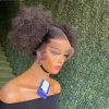 Hair Wigs | Brazilian Afro Kinky Curly 180% Density Pre-Plucked Side Part Short Bob Wig Black Color 13X4 Lace Frontal Wigs For Black Woman Hair Wigs Auburn