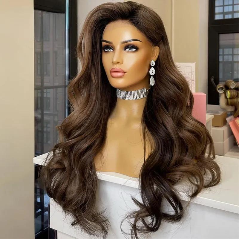 Hair Wigs | Brazilian Colored Lace Front Human Hair Wigs 36 Inch Ash Brown Body Wave Lace Front Wig Hd Lace Frontal Wig Synthetic For Women Hair Wigs 613 Blonde Color