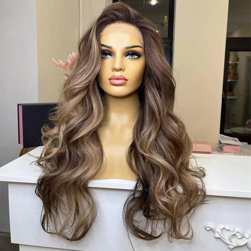 Hair Wigs | Brazilian Colored Lace Front Human Hair Wigs 36 Inch Ash Brown Body Wave Lace Front Wig Hd Lace Frontal Wig Synthetic For Women Hair Wigs 613 Blonde Color