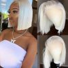 Hair Wigs | Brazilian Hair 13X4 #60 Color White/Platium Blonde Bob Lace Front Wig Pre Plucked Straight Synthetic Lace Frontal Wig For Women Hair Wigs Auburn