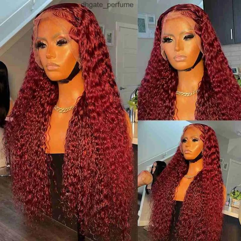 Hair Wigs | Brazilian Hair Deep Wave Wig Burgundy Red Lace Front Wig 13X4 Hd Lace Frontal Wig 360 Full Lace Front Synthetic Curlywig Pre Plucked Hair Wigs Auburn