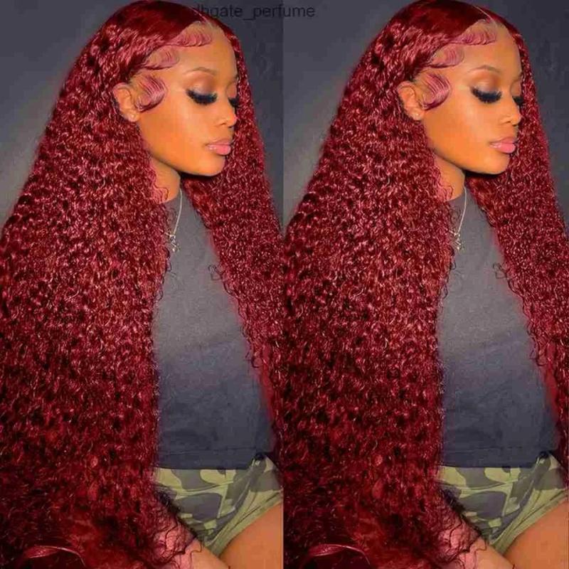 Hair Wigs | Brazilian Hair Deep Wave Wig Burgundy Red Lace Front Wig 13X4 Hd Lace Frontal Wig 360 Full Lace Front Synthetic Curlywig Pre Plucked Hair Wigs Auburn