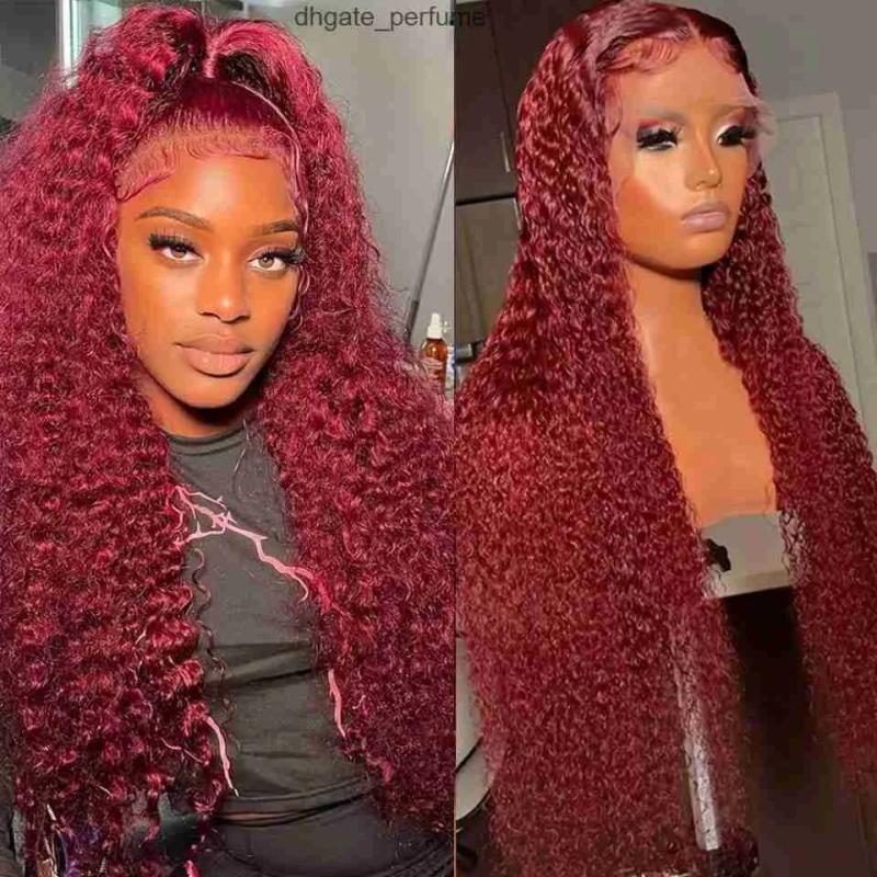 Hair Wigs | Brazilian Hair Deep Wave Wig Burgundy Red Lace Front Wig 13X4 Hd Lace Frontal Wig 360 Full Lace Front Synthetic Curlywig Pre Plucked Hair Wigs Auburn