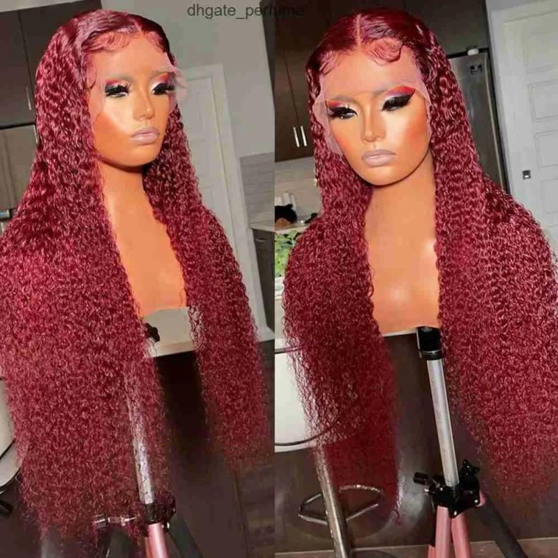 Hair Wigs | Brazilian Hair Deep Wave Wig Burgundy Red Lace Front Wig 13X4 Hd Lace Frontal Wig 360 Full Lace Front Synthetic Curlywig Pre Plucked Hair Wigs Auburn