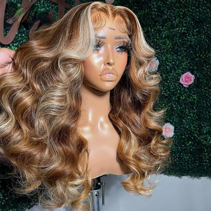 Hair Wigs | Brazilian Highlight Wig Human Hair Body Wave 13X4 Hd Lace Frontal Wigs For Women Honey Blonde Ombre Lace Front Synthetic Wigs Hair Wigs 613 Blonde Color