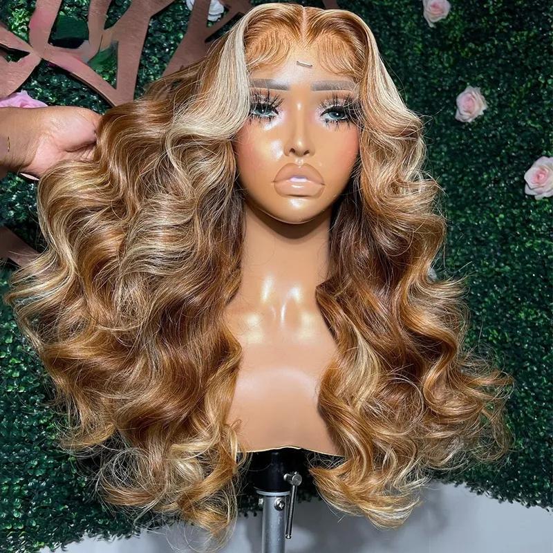 Hair Wigs | Brazilian Highlight Wig Human Hair Body Wave 13X4 Hd Lace Frontal Wigs For Women Honey Blonde Ombre Lace Front Synthetic Wigs Hair Wigs 613 Blonde Color