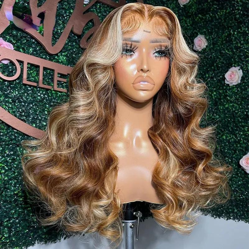 Hair Wigs | Brazilian Highlight Wig Human Hair Body Wave 13X4 Hd Lace Frontal Wigs For Women Honey Blonde Ombre Lace Front Synthetic Wigs Hair Wigs 613 Blonde Color