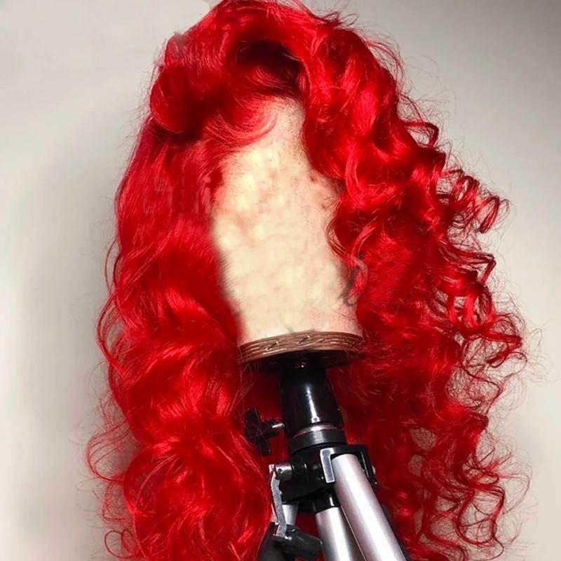 Hair Wigs | Brazilian Red Hd Lace Front Wig Human Hair 13X4 Deep Wave Curly Red Colored Water Wave Glueless Preplucked Lace Frontal Wigs Synthetic Hair Wigs black