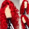 Hair Wigs | Brazilian Red Hd Lace Front Wig Human Hair 13X4 Deep Wave Curly Red Colored Water Wave Glueless Preplucked Lace Frontal Wigs Synthetic Hair Wigs black