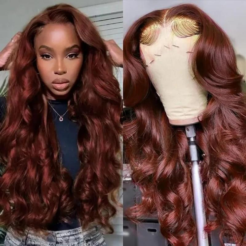 Hair Wigs | Brazilian Reddish Brown Body Wave Lace Frontal Simulation Human Hair Wig Hd 13X4 Lace Frontal Wig Glueless Red/Black /Blonde Highlight Wig Pre Plucked Hair Wigs black