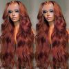 Hair Wigs | Brazilian Reddish Brown Body Wave Lace Frontal Simulation Human Hair Wig Hd 13X4 Lace Frontal Wig Glueless Red/Black /Blonde Highlight Wig Pre Plucked Hair Wigs black