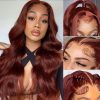 Hair Wigs | Brazilian Reddish Brown Body Wave Lace Frontal Simulation Human Hair Wig Hd 13X4 Lace Frontal Wig Glueless Red/Black /Blonde Highlight Wig Pre Plucked Hair Wigs black