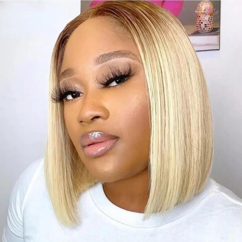 Hair Wigs | Brazilian Straight Blonde 613 Short Bob Wigs For Women 13X4 Hd Lace Front Human Hair Wig Transparent Hd Synthetic Lace Frontal Wig Preplucked Hair Wigs Auburn