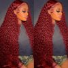 Hair Wigs | Burgundy Deep Curly Glueless Human Hair Wigs 13X4 Hd Deep Wave Lace Frontal Wigs Red/Black/Blonde/Blue/Pink Brazilian Wigs Hair Wigs Auburn