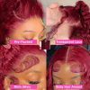 Hair Wigs | Burgundy Deep Curly Glueless Human Hair Wigs 13X4 Hd Deep Wave Lace Frontal Wigs Red/Black/Blonde/Blue/Pink Brazilian Wigs Hair Wigs Auburn