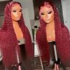 Hair Wigs | Colored Red Lace Front Human Hair Wigs Curly Hd Lace Frontal Wig For Women Deep Wave Burgundy 13X4 Transparent Glueless Red Wig Hair Wigs Auburn