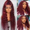 Hair Wigs | Curly Human Hair Wigs Wine Red Brazilian Remy Deep Wave Full Lace Front Synthetic Wig 180% Pre Plucked Hair Wigs black