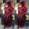 Hair Wigs | Free Part 360 Frontal Long Body Wave Black Ombre Burgundy Red Brazilian Wigs Synthetic Lace Front Wig For Women Hair Wigs black