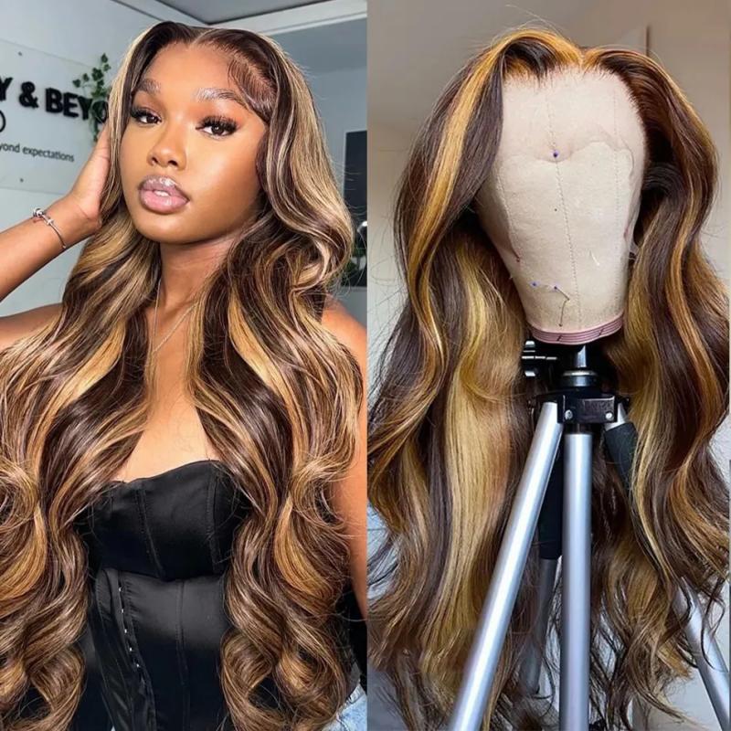 Hair Wigs | Hd Body Wave Highlight Lace Front Human Hair Wigs For Women Lace Frontal Wig Pre Plucked Honey Blonde Colored Synthetic Wigs Hair Wigs 613 blonde