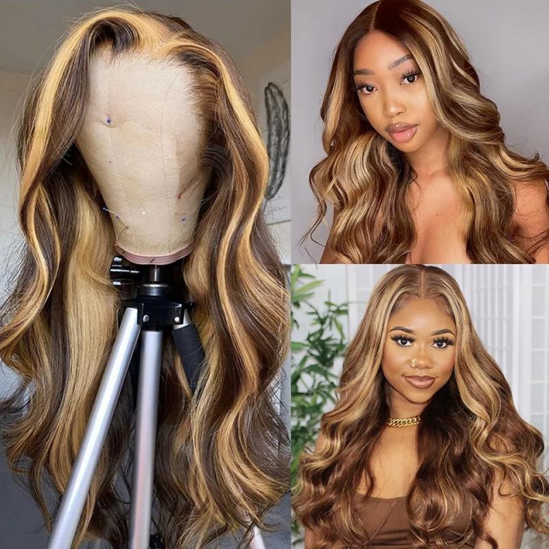 Hair Wigs | Hd Body Wave Highlight Lace Front Human Hair Wigs For Women Lace Frontal Wig Pre Plucked Honey Blonde Colored Synthetic Wigs Hair Wigs 613 blonde