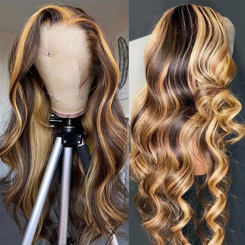 Hair Wigs | Hd Body Wave Highlight Lace Front Human Hair Wigs For Women Lace Frontal Wig Pre Plucked Honey Blonde Colored Synthetic Wigs Hair Wigs 613 blonde