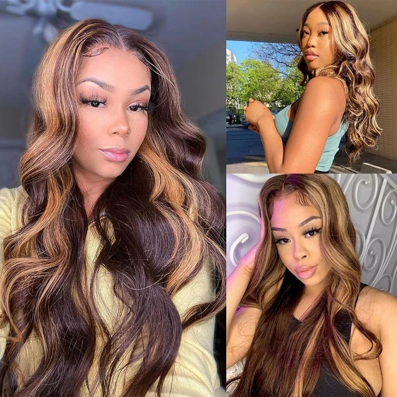 Hair Wigs | Hd Body Wave Highlight Lace Front Human Hair Wigs For Women Lace Frontal Wig Pre Plucked Honey Blonde Colored Synthetic Wigs Hair Wigs 613 blonde